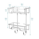Self Adhesive 2 Tier Aluminium Shower Caddy – Wall Mounted with Bottom Hooks
