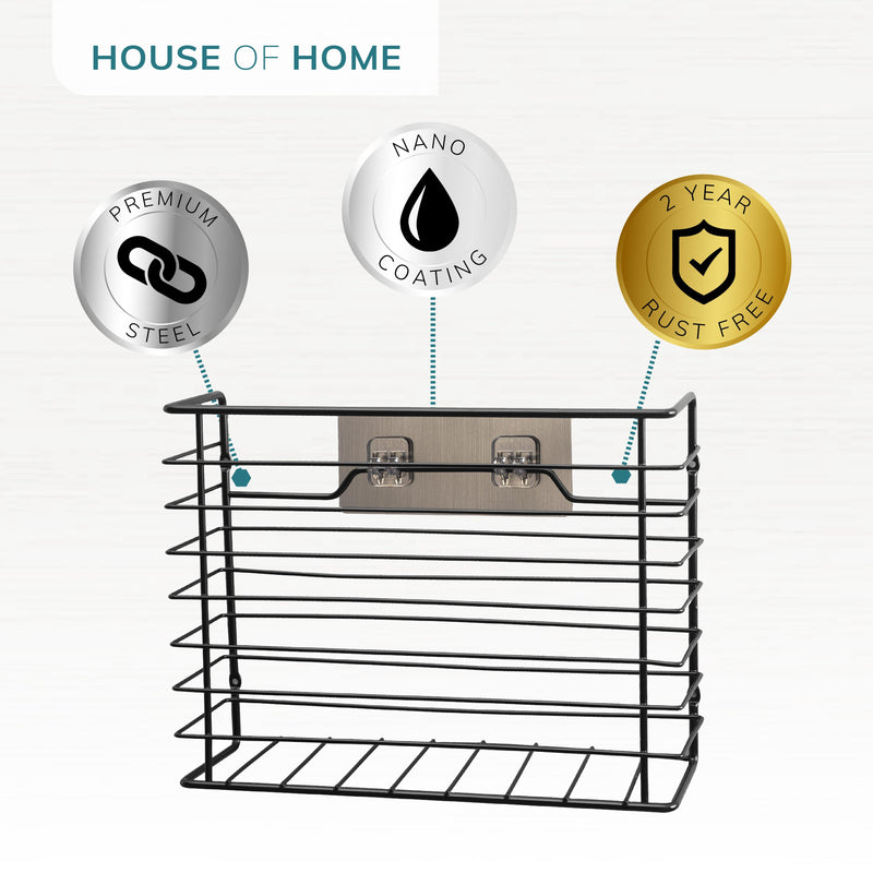 Self Adhesive Kitchen Cupboard Storage Basket – Black