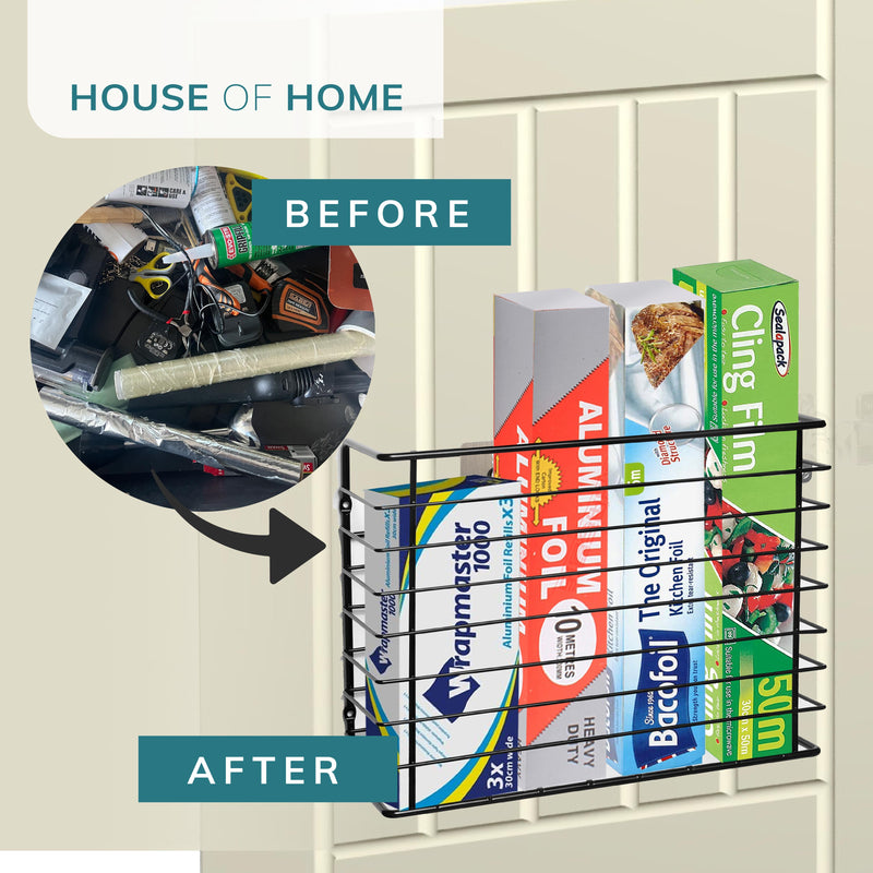 Self Adhesive Kitchen Cupboard Storage Basket – Black
