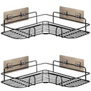 Set of 2 Black Self-Adhesive Corner Shower Shelves – Rust Resistant Storage