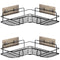 Set of 2 Black Self-Adhesive Corner Shower Shelves – Rust Resistant Storage