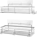 Set of 2 Stainless Steel Self-Adhesive Shower Caddies – Rust-Resistant Wall Storage