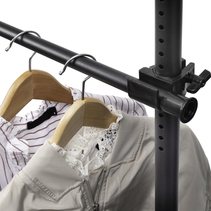 Black Floor to Ceiling Double Telescopic Wardrobe Organiser – 2 Tier Hanging Clothes Rack