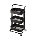 3‑Tier Black Storage Trolley on Wheels – Versatile Organiser for Kitchen, Bathroom, Office or Bedroom