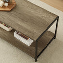 Light Brown 2-Tier Coffee Table 100cm – Living Room Table with Metal Frame & Shelf