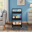 3‑Tier Black Storage Trolley on Wheels – Versatile Organiser for Kitchen, Bathroom, Office or Bedroom