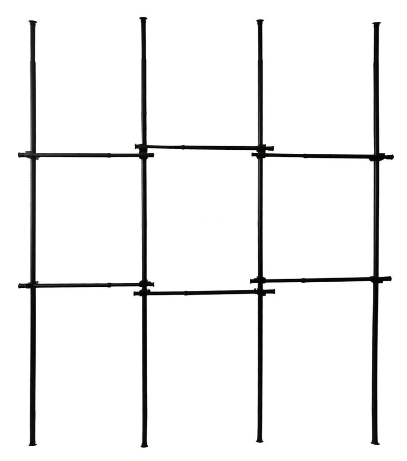 Black Floor to Ceiling Triple Telescopic Wardrobe Organiser – 2 Tier Modular Hanging Clothes Rack