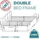 House Of Home | Double Bed Frame Extra Strong Black with Rounded Headboard - Easy Assembly Bed Base, Under Storage with Sturdy Tube Slats & Support Legs - 6.5ft x 4.5ft