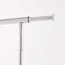 Heavy Duty Chrome Clothes Rail – Adjustable Width & Height with Shelf and Locking Wheels