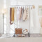 Heavy Duty Chrome Clothes Rail – Adjustable Width & Height with Shelf and Locking Wheels