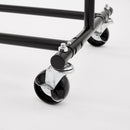 Heavy Duty Black Clothes Rail – Adjustable Width & Height with Shelf and Locking Wheels