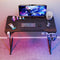 Gaming Desk Carbon Fibre Finish Black 80cm Cup Holder, Headphone Hook