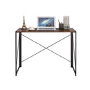 Folding Rustic Brown Wood Desk Table with Black Metal Frame – 100 x 50 x 75 cm