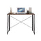 Folding Rustic Brown Wood Desk Table with Black Metal Frame – 100 x 50 x 75 cm