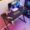 Gaming Desk Carbon Fibre Finish Black 120cm Cup Holder, Headphone Hook
