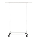 Heavy Duty White Clothes Rail – Adjustable Width & Height with Shelf and Locking Wheels