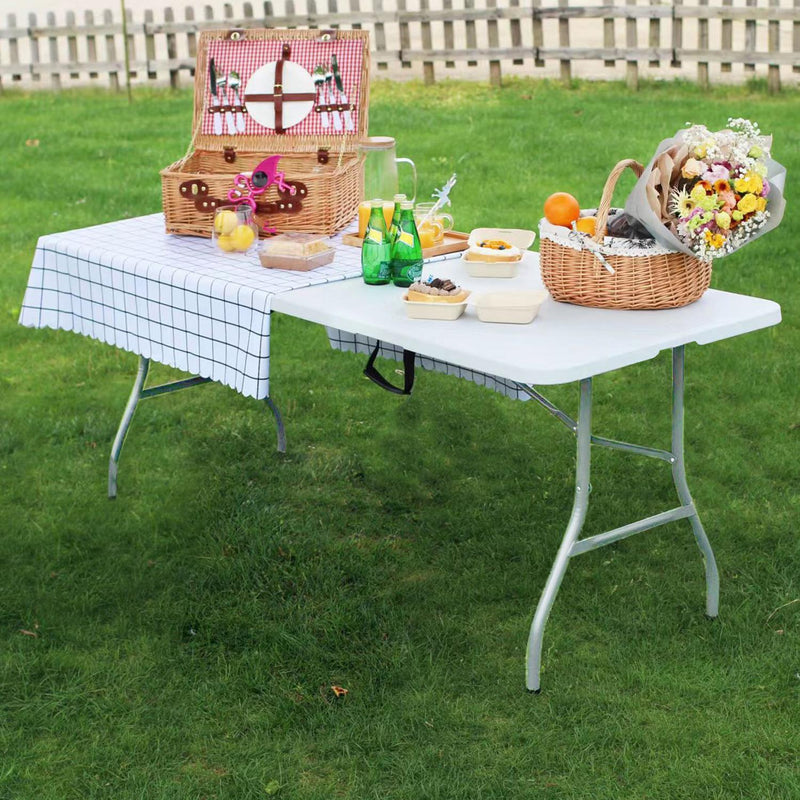 HHeavy Duty 5ft Folding Table – Portable Plastic Banquet & Camping BBQ Table