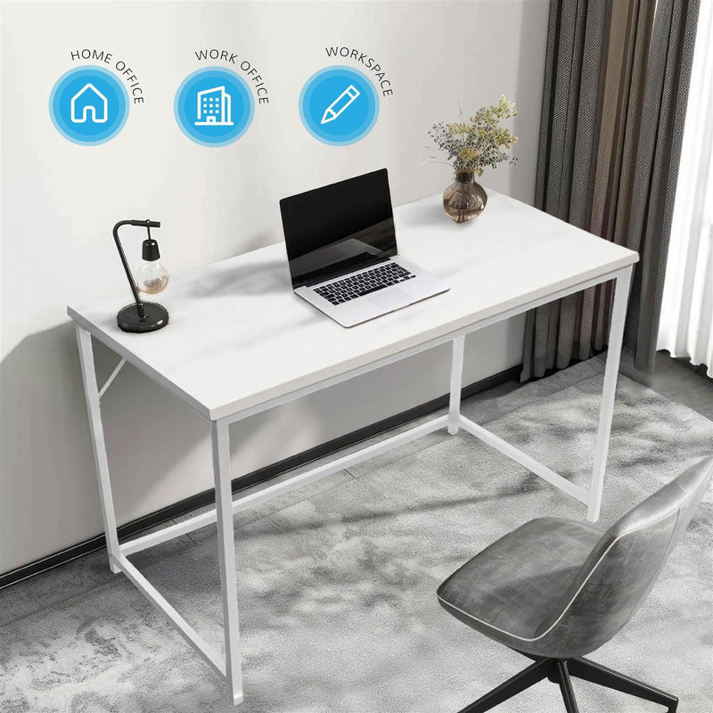 White Computer Desk 100cm – Home Office, Gaming & Study Table with White Frame