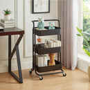 3‑Tier Black Storage Trolley on Wheels – Versatile Organiser for Kitchen, Bathroom, Office or Bedroom
