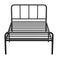 Extra Strong Single Metal Bed Frame with Rounded Head and Foot Board In Black
