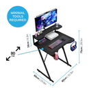 Gaming Desk with Monitor Stand Carbon Fibre Top Black 80cm