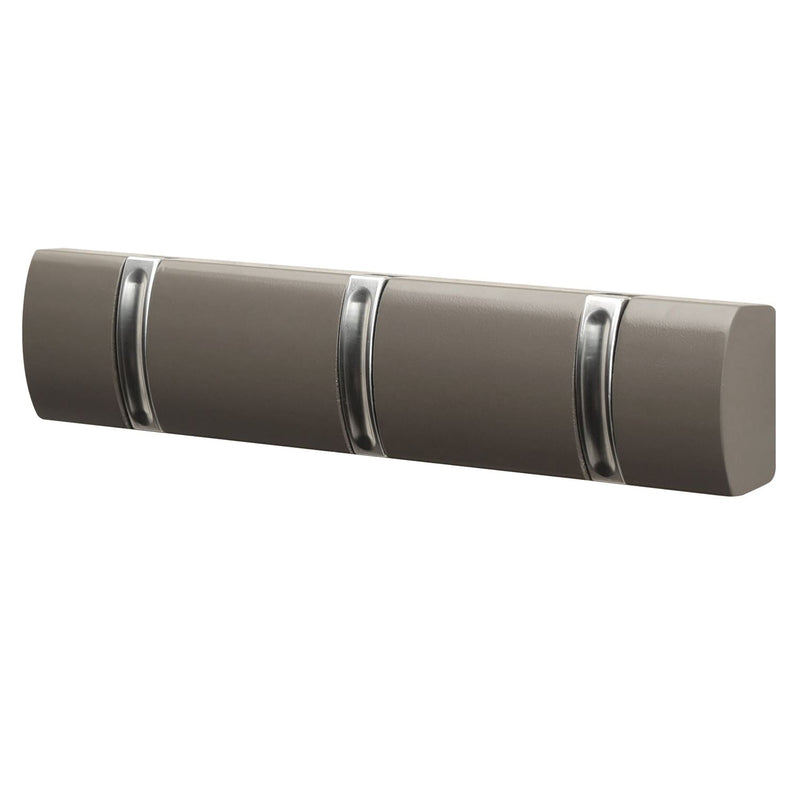 Wall Mounted Door Hook Rack – 3 Concealed Nickel Hooks on Dark Grey Board