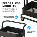 3‑Tier Black Storage Trolley on Wheels – Versatile Organiser for Kitchen, Bathroom, Office or Bedroom