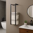 Wall Mounted Double Bar Towel Holder Rack Black Stainless Steel – 75x40x20cm