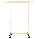 Heavy Duty Gold Clothes Rail – Adjustable Width & Height with Shelf and Locking Wheels