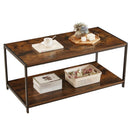 Rustic Brown 2-Tier Coffee Table 100cm – Living Room Table with Metal Frame & Shelf