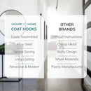 Black Wooden Coat Rack – 4 Double Hooks, Wall or Door Mountable
