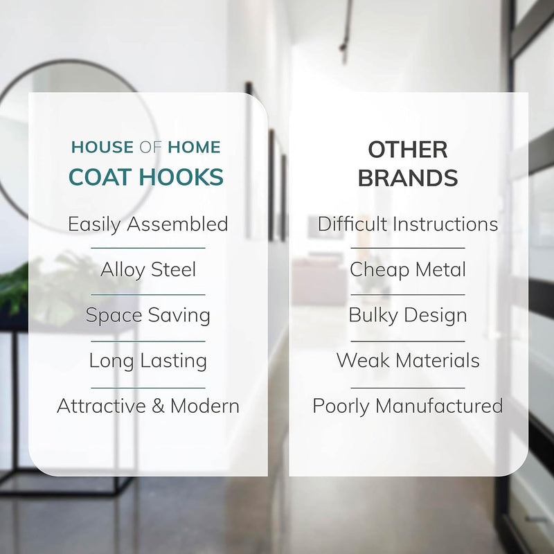 Black Wooden Coat Rack – 4 Double Hooks, Wall or Door Mountable