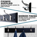 Black Wooden Coat Rack – 4 Double Hooks, Wall or Door Mountable