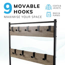 Multi-Function Coat Stand with Grey Frame & Rustic Brown Wood – Hallway Entrance