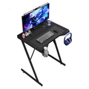 Gaming Desk Carbon Fibre Finish Black 80cm Cup Holder, Headphone Hook