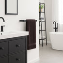 Wall Mounted Black Towel Holder – 20cm Rectangle Rail for Bathroom, Kitchen & Toilet