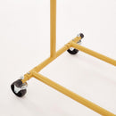 Heavy Duty Gold Clothes Rail – Adjustable Width & Height with Shelf and Locking Wheels