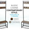 Multi-Function Coat Stand with Grey Frame & Rustic Brown Wood – Hallway Entrance