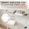 Adjustable Double Telescopic Clothes Rail with Storage Baskets & Shelving – White