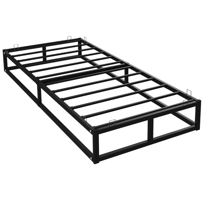 Single Bed Platform Bed Frame in Black - Bedroom Furniture with Under Bed Storage Space, Heavy Duty Single Bed Frame, Extra Strong Easy Assembly, Low Profile Bed Base 6ft x 3ft