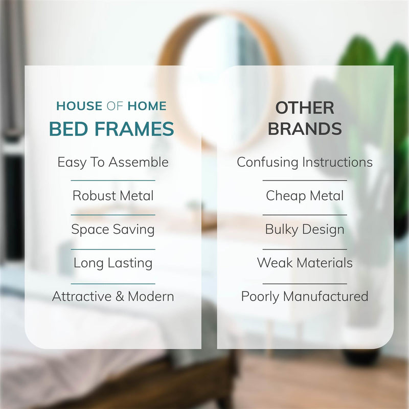 Single Metal Bed Frame Extra Strong Stylish Modern Bedroom Storage Sturdy Design
