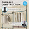 Adjustable Double Telescopic Clothes Rail with Storage Baskets & Shelving – Black