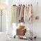 Heavy Duty White Clothes Rail – Adjustable Width & Height with Shelf and Locking Wheels