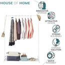 White Garment Rack Clothes Rail Stand with Shoe Shelf – Adjustable Feet and Anti-Slip Bar Ends