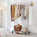 Heavy Duty Chrome Clothes Rail – Adjustable Width & Height with Shelf and Locking Wheels