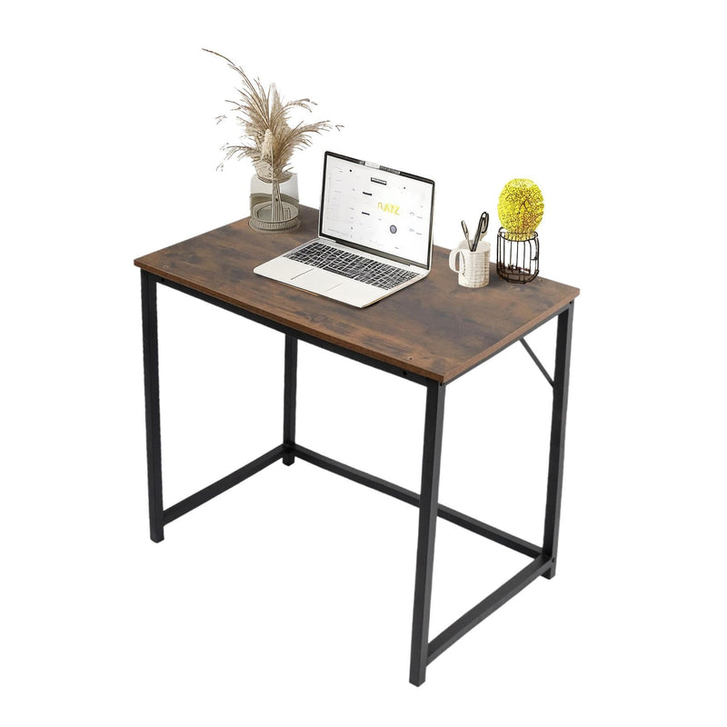 Rustic Brown Small Computer Desk 80cm – Compact Home Office, Gaming & Study Table