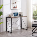 Folding Rustic Brown Wood Desk Table with Black Metal Frame – 100 x 50 x 75 cm