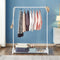 White Garment Rack Clothes Rail Stand with Shoe Shelf – Adjustable Feet and Anti-Slip Bar Ends