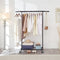 Heavy Duty Black Clothes Rail – Adjustable Width & Height with Shelf and Locking Wheels